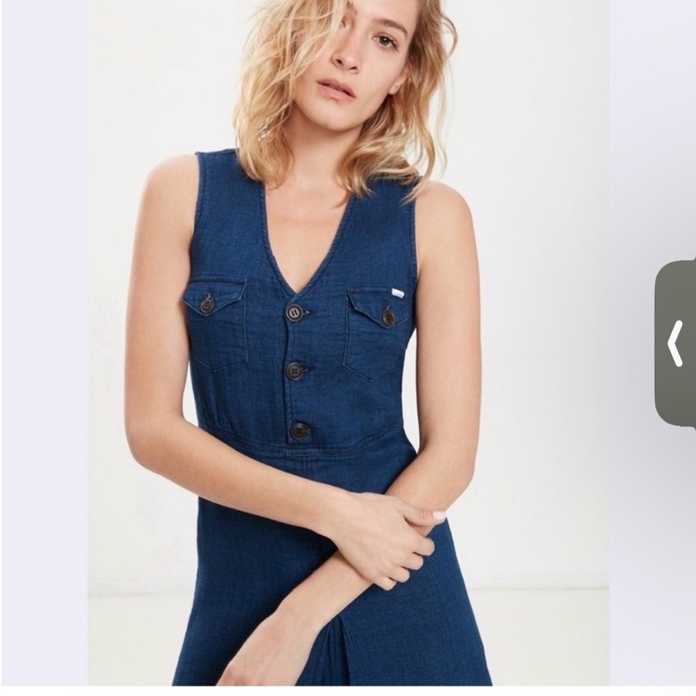 MOTHER Denim Chambray Bookwork dress Rare Medium EUC